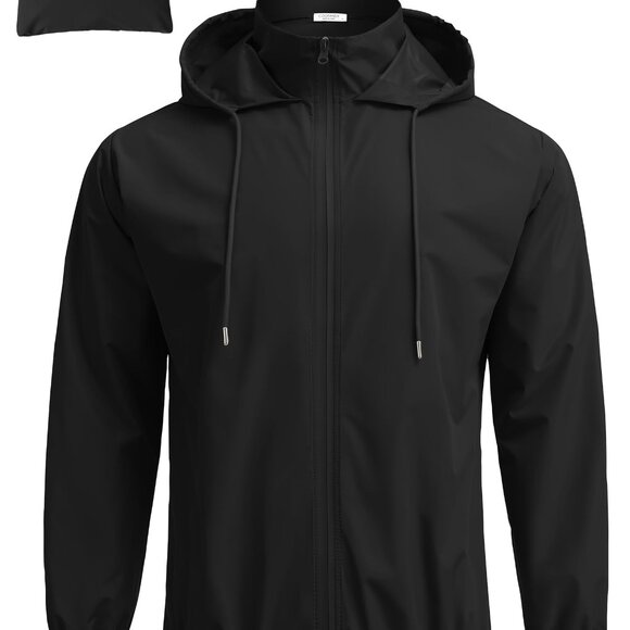 Other - Men's Packable Rain Jacket Lightweight Waterproof Hooded Windbreaker Travel